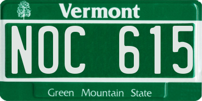 VT license plate NOC615