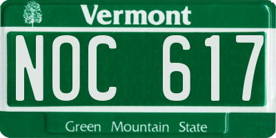 VT license plate NOC617