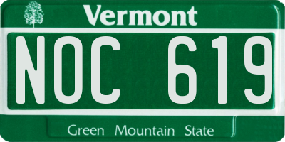 VT license plate NOC619