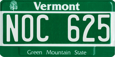 VT license plate NOC625