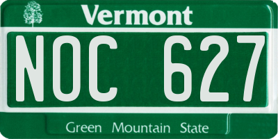VT license plate NOC627