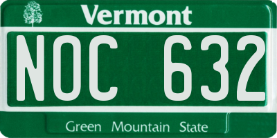 VT license plate NOC632