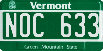 VT license plate NOC633