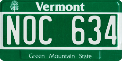 VT license plate NOC634