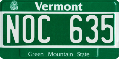 VT license plate NOC635