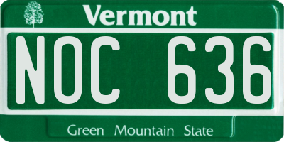 VT license plate NOC636