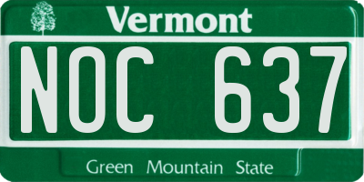 VT license plate NOC637