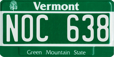 VT license plate NOC638