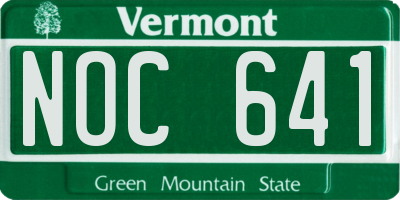 VT license plate NOC641