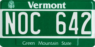 VT license plate NOC642