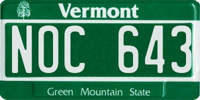 VT license plate NOC643