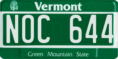 VT license plate NOC644