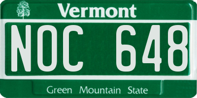 VT license plate NOC648