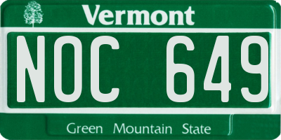 VT license plate NOC649