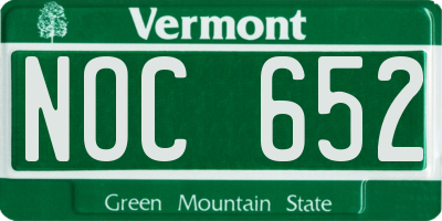 VT license plate NOC652