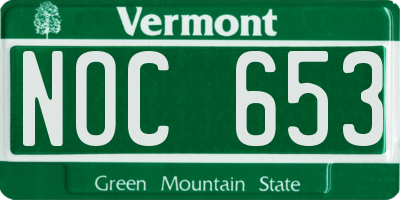 VT license plate NOC653