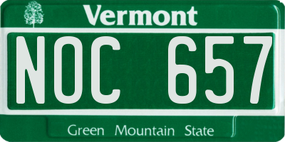 VT license plate NOC657