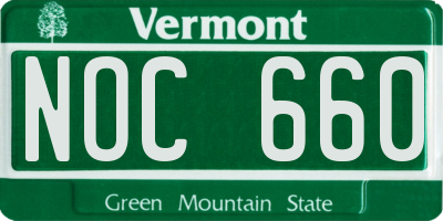 VT license plate NOC660