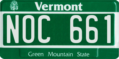VT license plate NOC661