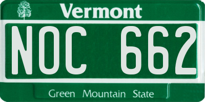 VT license plate NOC662