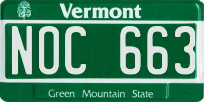 VT license plate NOC663