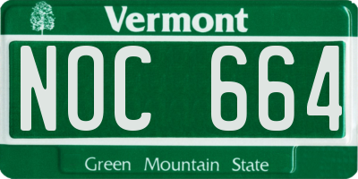 VT license plate NOC664