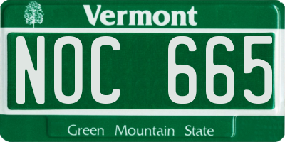 VT license plate NOC665