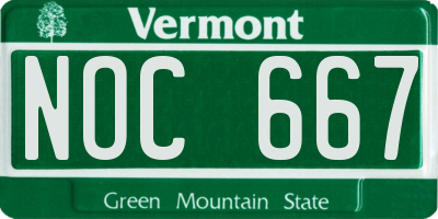 VT license plate NOC667