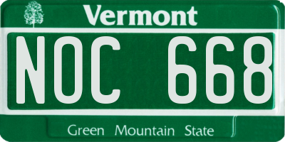 VT license plate NOC668