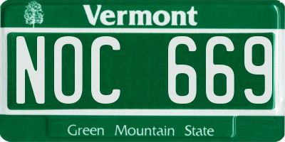 VT license plate NOC669