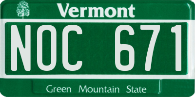 VT license plate NOC671
