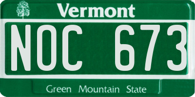 VT license plate NOC673