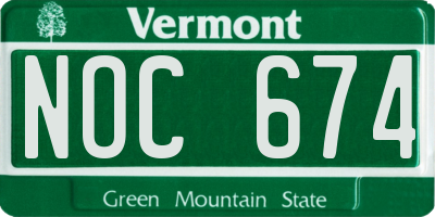 VT license plate NOC674