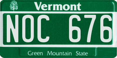VT license plate NOC676