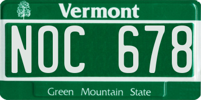 VT license plate NOC678