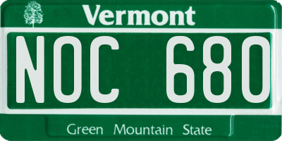 VT license plate NOC680