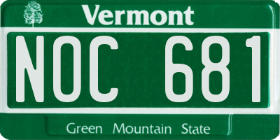 VT license plate NOC681