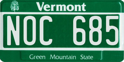 VT license plate NOC685