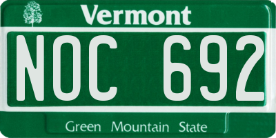 VT license plate NOC692