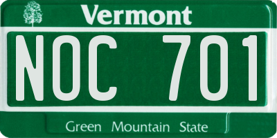 VT license plate NOC701