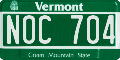 VT license plate NOC704