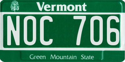 VT license plate NOC706
