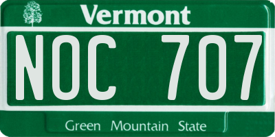 VT license plate NOC707