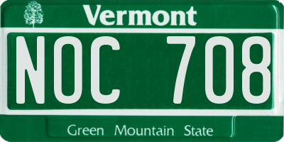 VT license plate NOC708