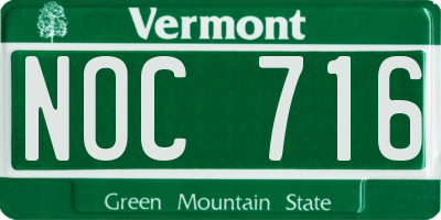 VT license plate NOC716