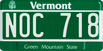 VT license plate NOC718