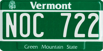 VT license plate NOC722
