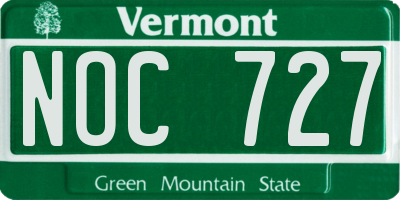 VT license plate NOC727