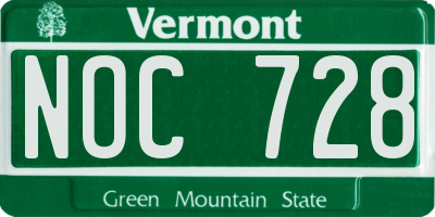 VT license plate NOC728