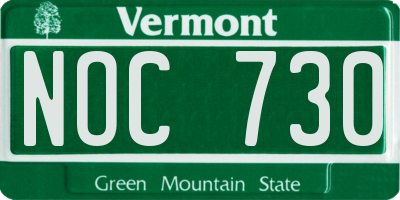 VT license plate NOC730